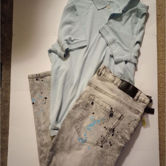 🆕🎨AHP Another Hype Piece Paint Splatter Distressed Jeans - Picture 1 of 7